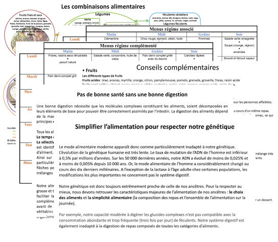 tableau combinons alimentaires digestion Raphael Perez